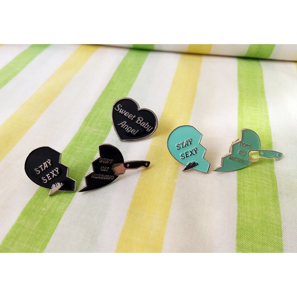 Set of 5 - My Favorite Murder MFM Enamel Pins fan merch black mint blue silver